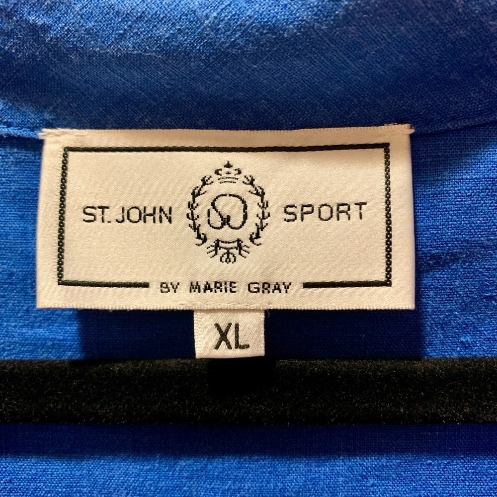 St John Sport By Marie Gray Womens Size XL Jacket Blue Linen Light Weight - Picture 3 of 7